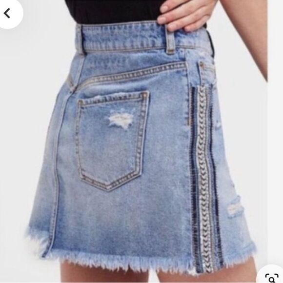 Free People Mini Blue Denim Skirt(Size 4) - Picture 3 of 7